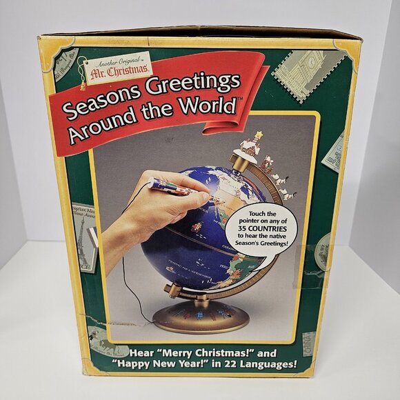 Working Vintage Mr Christmas Seasons Greetings Around The World Globe - Picture 10 of 14